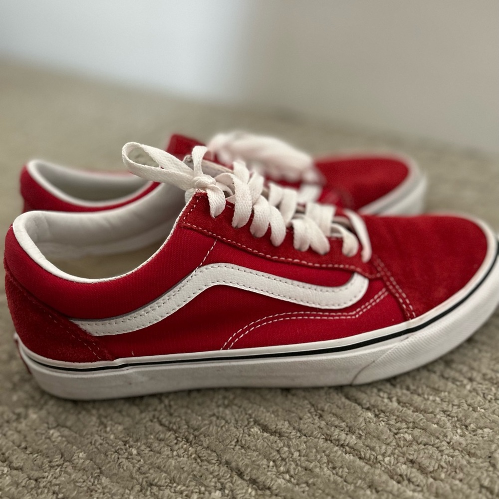 Red suede VANS 8.5 worn once at Disney world